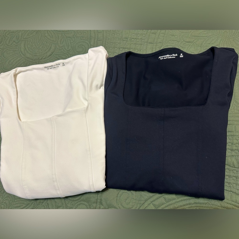 BUNDLE of 2 Long Seamless Fabric Corset Bodysuit white and black Abercrombie